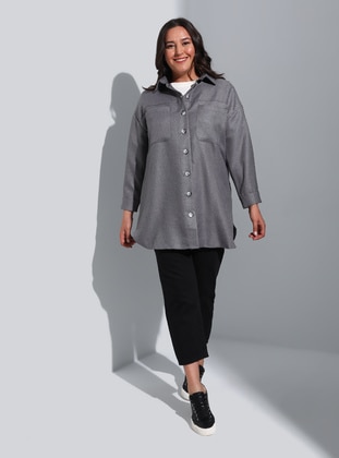 Dark Gray - Plus Size Tunic - Alia