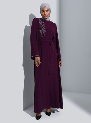 Maroon - Modest Evening Dress - Refka