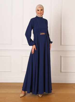 Navy Blue - Modest Evening Dress - Refka