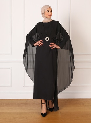 Black - Modest Evening Dress - Refka