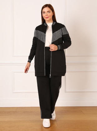 Black - Plus Size Tracksuit Sets - Alia