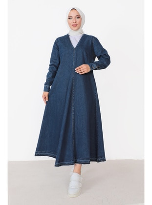 Blue - Crew neck - Unlined - Modest Dress - Tesettür Dünyası