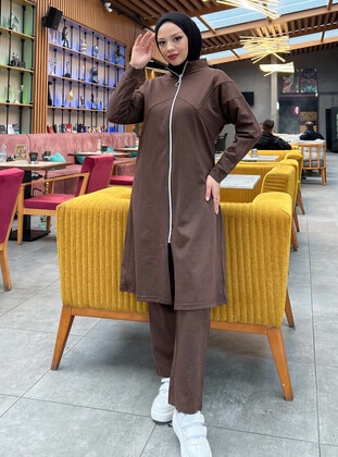 Brown - Tracksuit Set - Bwest