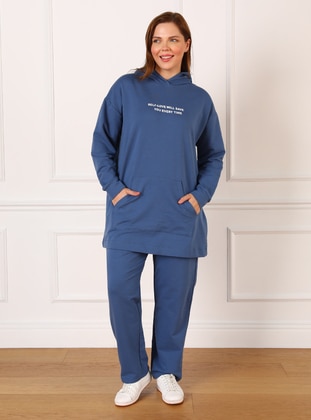 Blue - Plus Size Tracksuit Sets - Alia