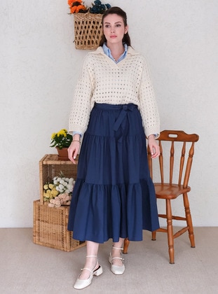 Navy Blue - Skirt - Ceylan Otantik