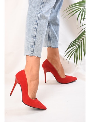 Women's Red Suede Classic Heel Stiletto Red