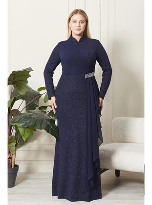 Navy Blue - Modest Evening Dress - Ferace