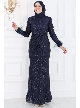 Navy Blue - Modest Evening Dress - Amine Hüma