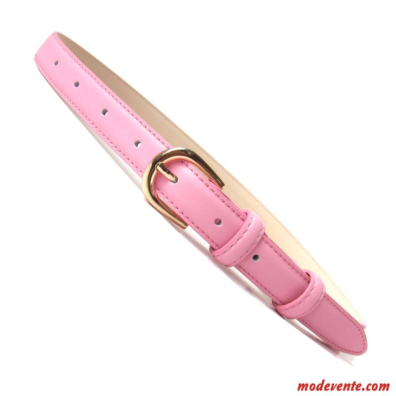 Ceinture Femme Cuir De Vache Cuir Véritable Mode Décoration Simple All-match Blanc Noir Rose Gris