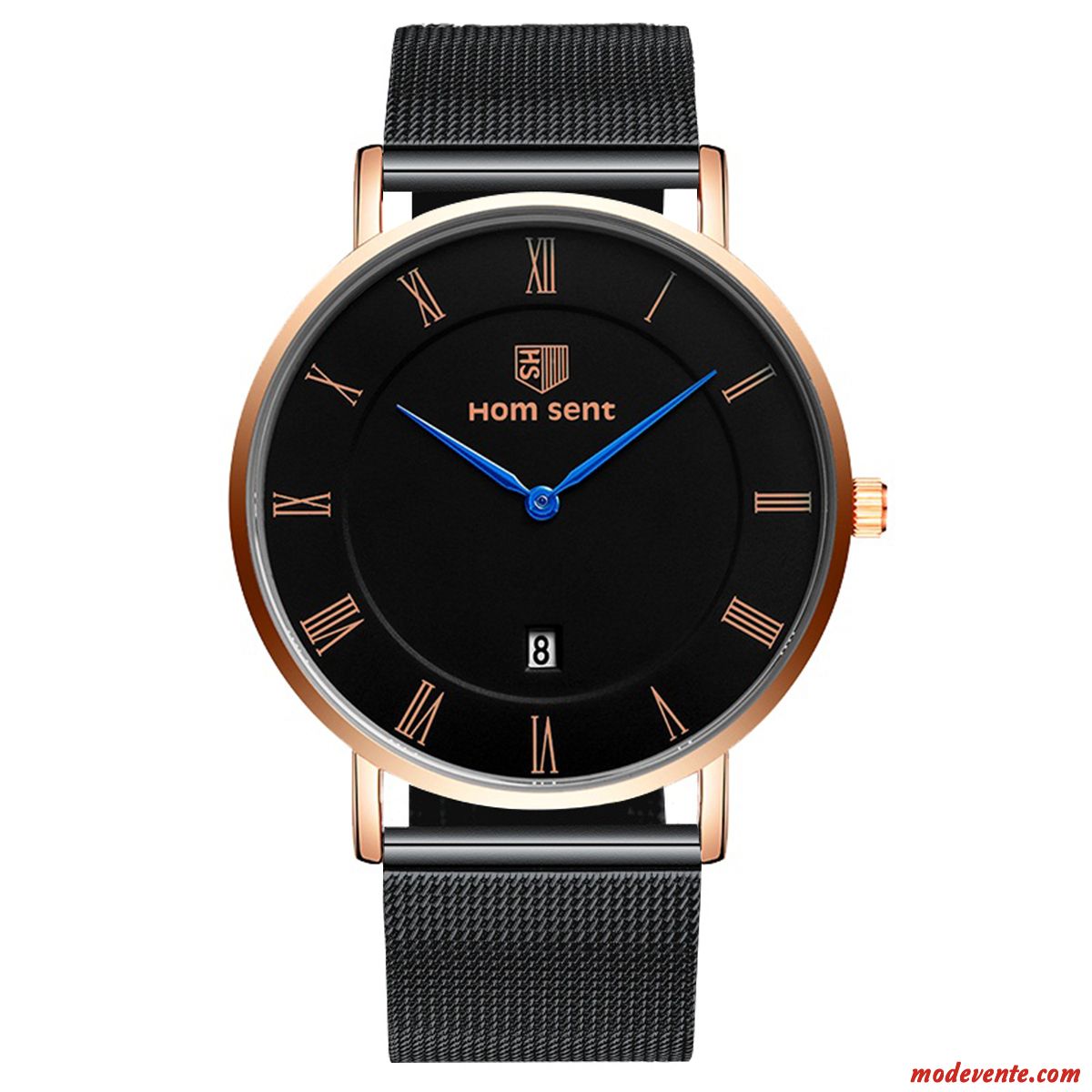 Montre Homme Tendance Le Nouveau Étanche Montre À Bracelet Mode Section Mince Rose Noir Or