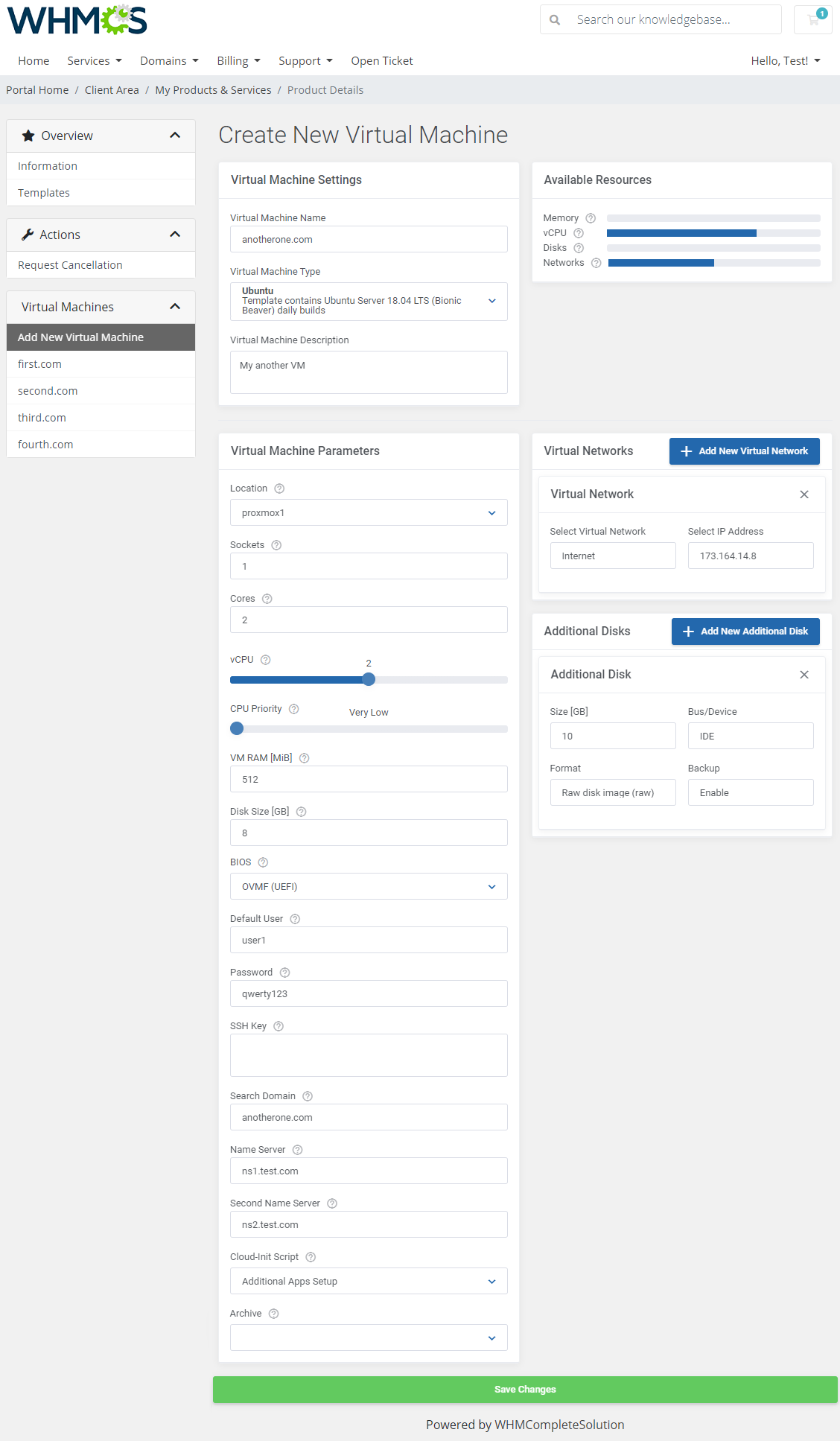 Proxmox VE Cloud VPS For WHMCS: Module Screenshot 2