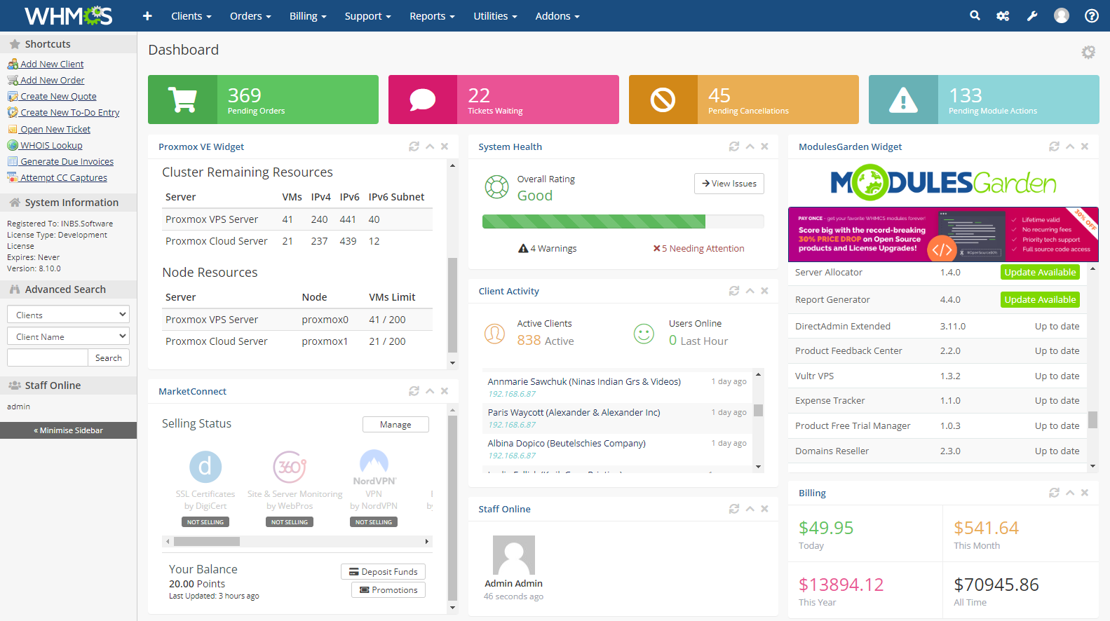 Proxmox VE Cloud VPS For WHMCS: Module Screenshot 27