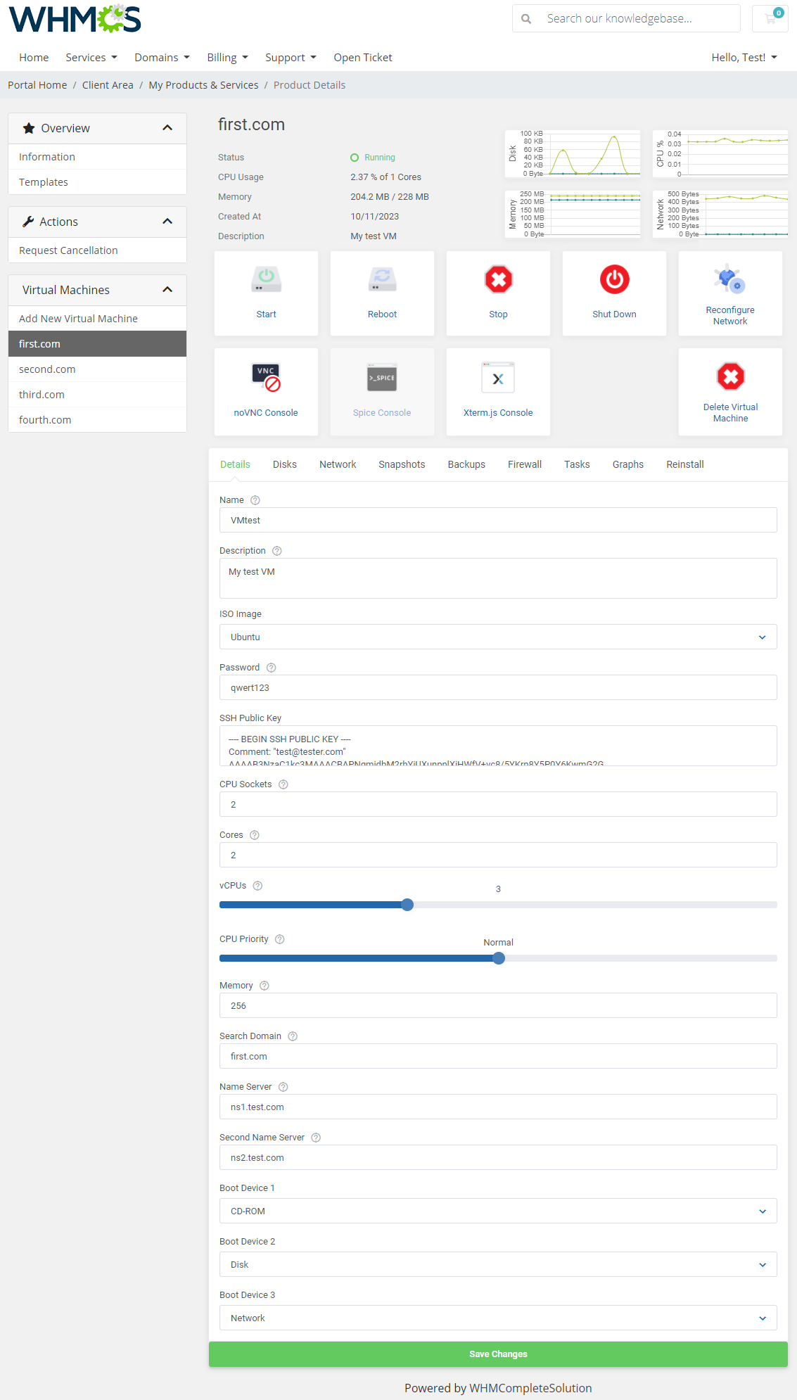 Proxmox VE Cloud VPS For WHMCS: Module Screenshot 3