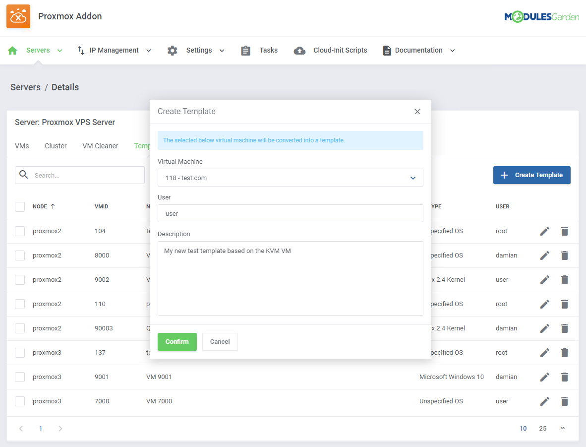 Proxmox VE Cloud VPS For WHMCS: Module Screenshot 37