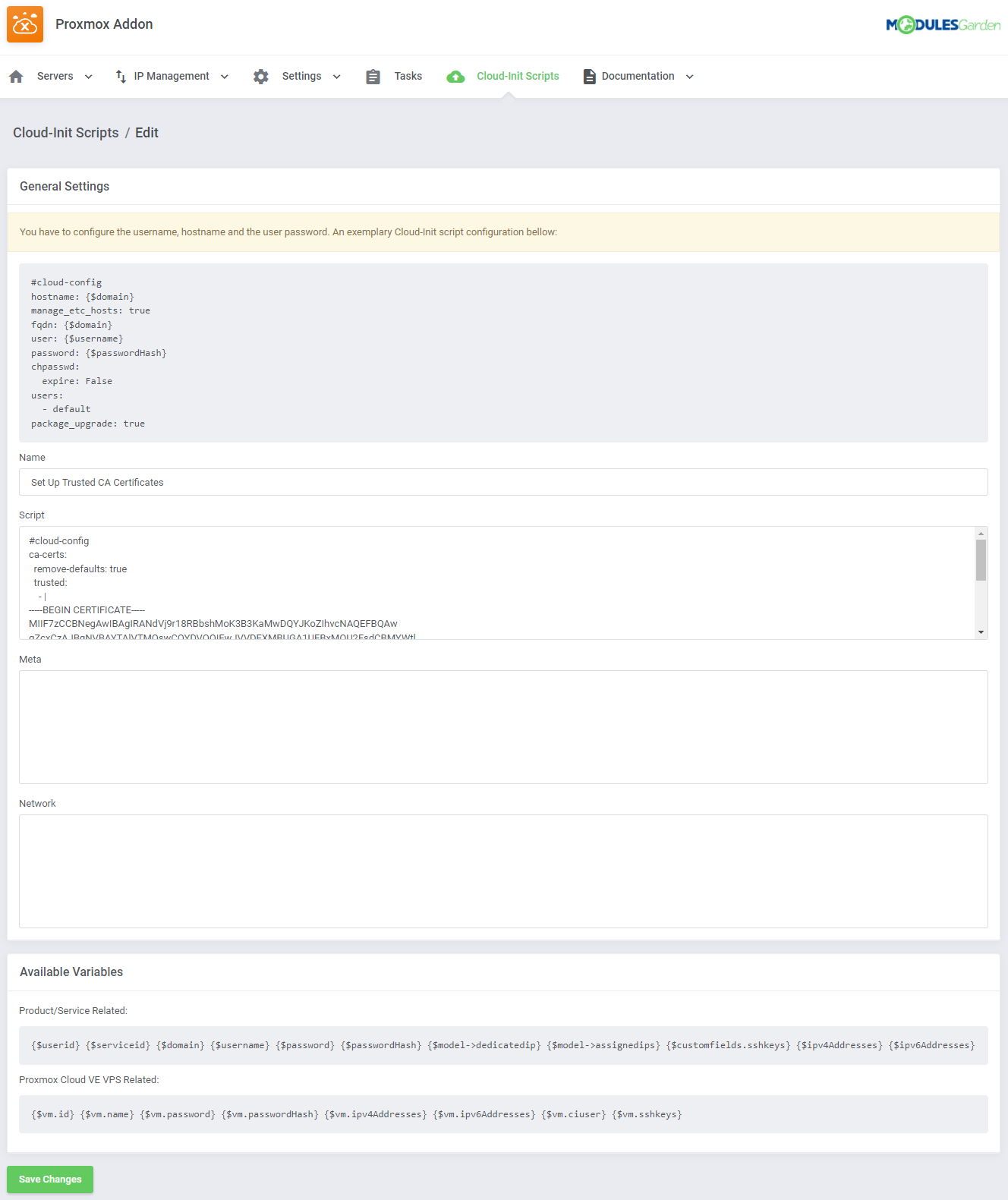 Proxmox VE Cloud VPS For WHMCS: Module Screenshot 58