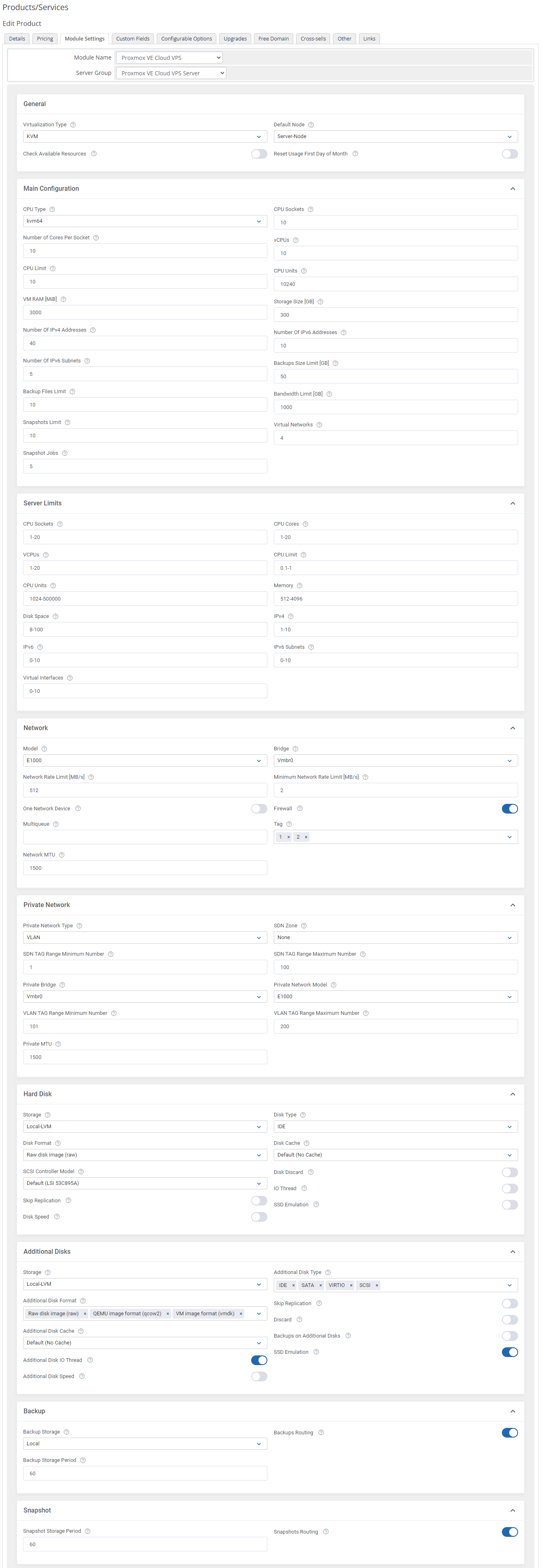 Proxmox VE Cloud VPS For WHMCS: Module Screenshot 59