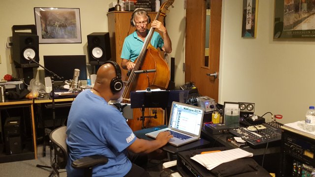 Momentous Records artist Larry Dalton doing a session with producer Tom Prasada-Rao