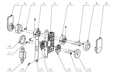 MG2812 Push Pull Mortise Lock