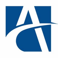 A blue logo with capital letters "A" and "T" overlapping, where the horizontal line of the "A" extends to form the crossbar of the "T".