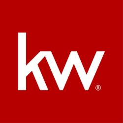 The image shows a red square background with a white lowercase "k" and "w" logo, followed by a registered trademark symbol.