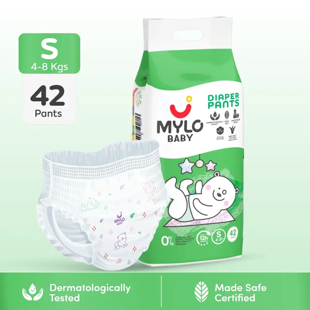 Baby Diaper Pants Small (S) Size 4-8 kgs (42 count) Leak Proof | Lightweight | Rash Free | 12 Hours Protection | ADL Technology (Pack of 1)