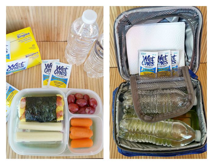 Packed lunch box with Wet Ones