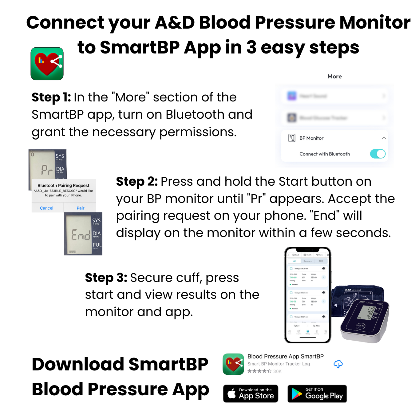 A&D Medical Wireless Upper Arm Blood Pressure Monitor