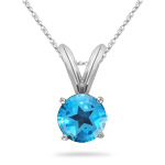 4.74-5.25 Ct 10mm Round Texas Star Swiss Blue Topaz Pendant in 14K White Gold