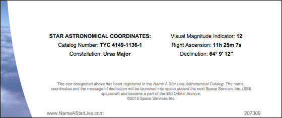 Star Astronomical Coordinates