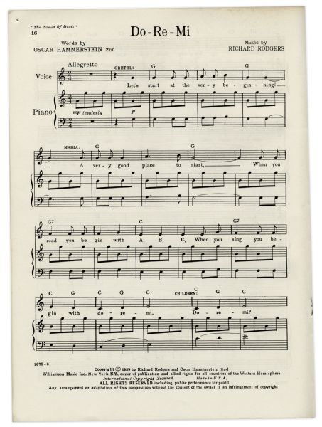 ''Sound of Music'' Sheet Music