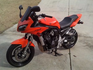 Orange FZ1 front quarter view