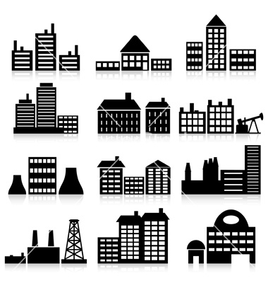 Buildings and House Vector Icons