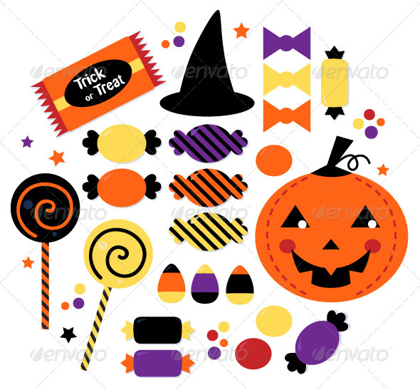 7 Halloween Candy Vector Images