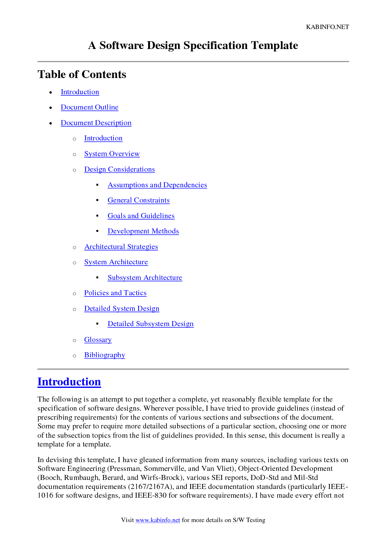 Design Specification Document Template