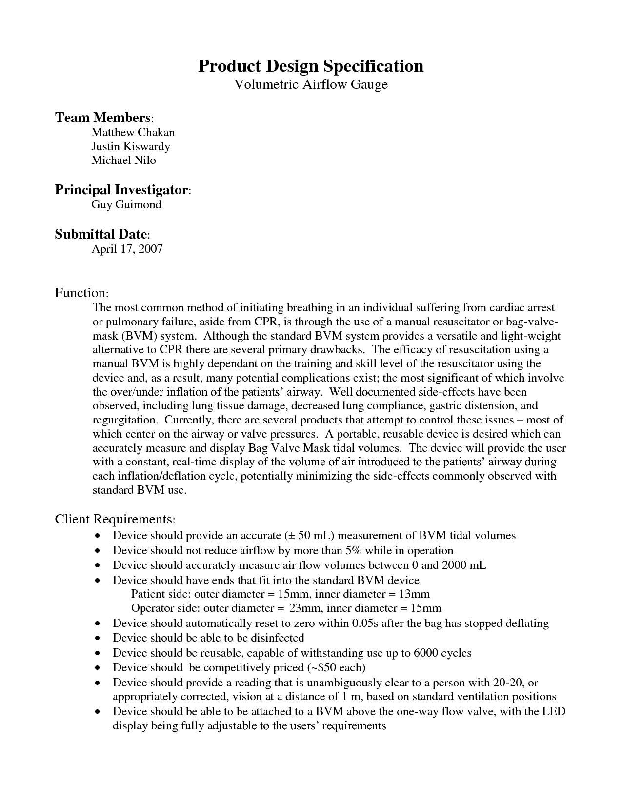 Design Specification Document Template