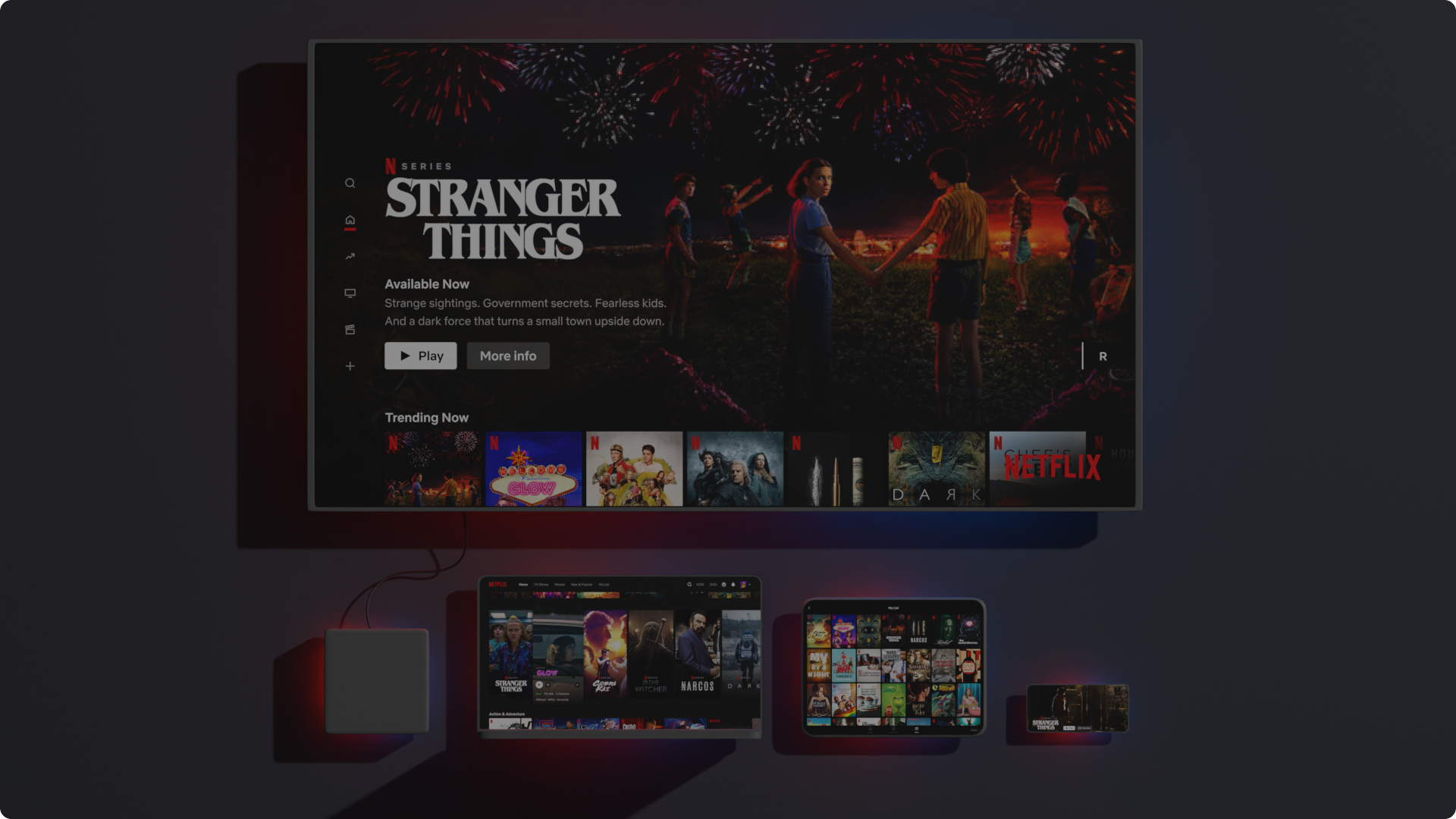 Some supported Netflix devices shown from top down