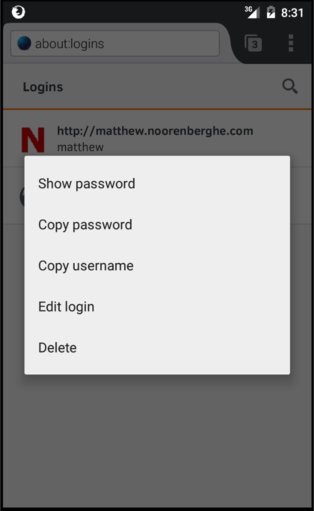 logins context menu