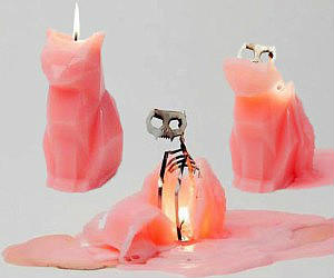 Melting Cat Skeleton Candle