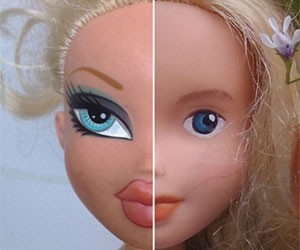 Refashioned, repainted Bratz dolls