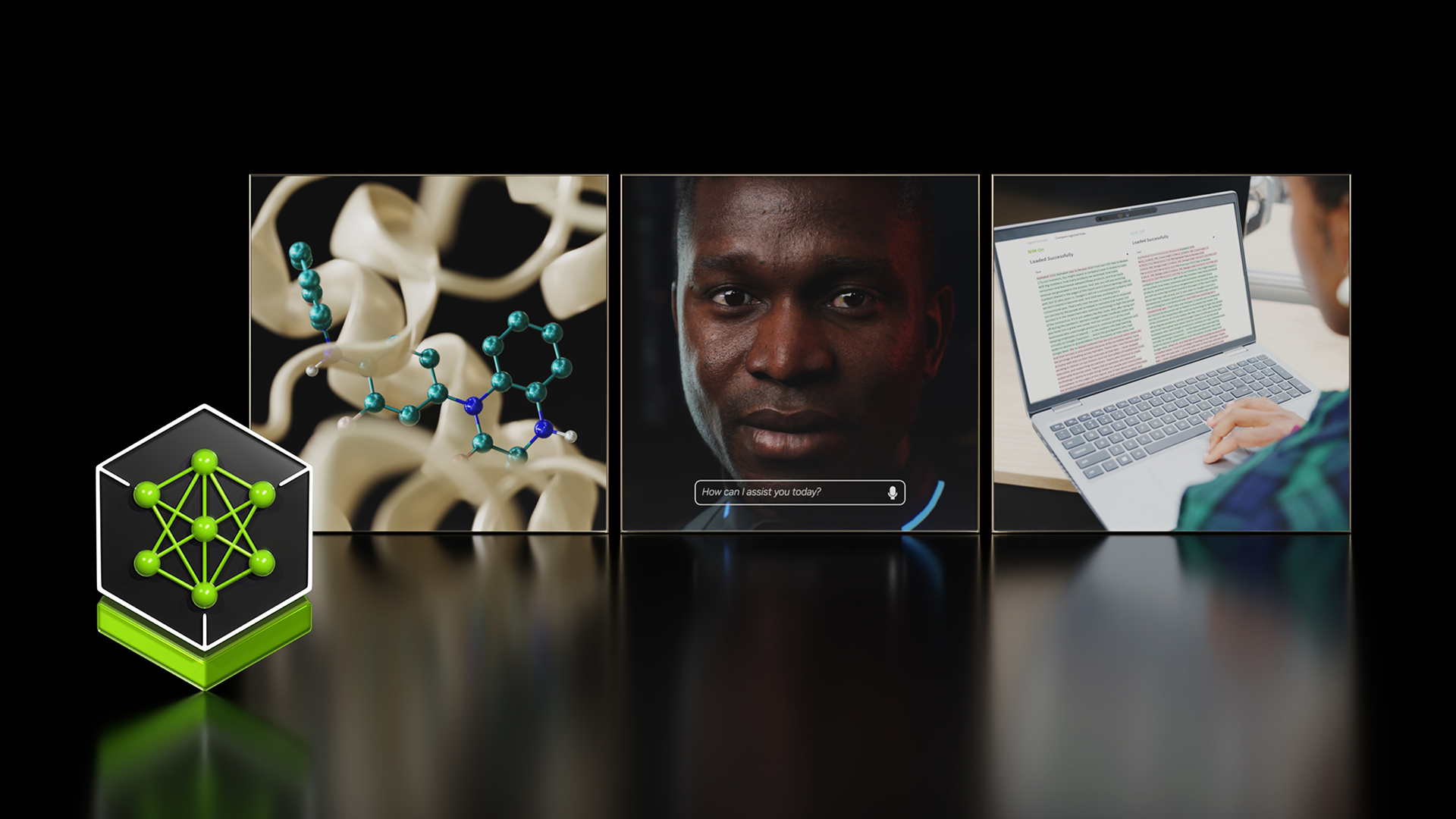 image of a digital human, drug discover and pdf workflow