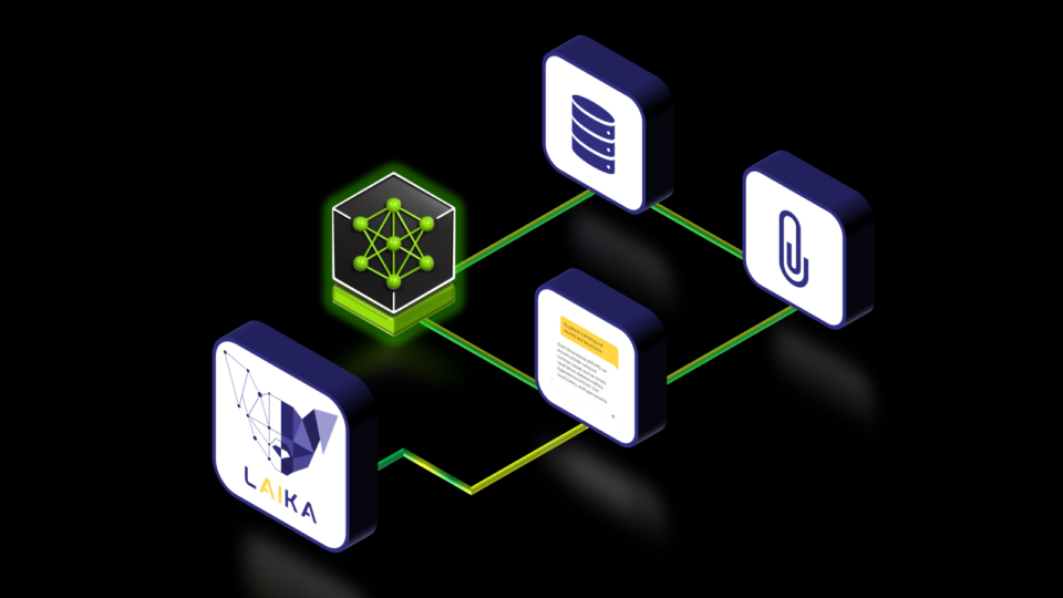 Workflow diagram on a black backgound.