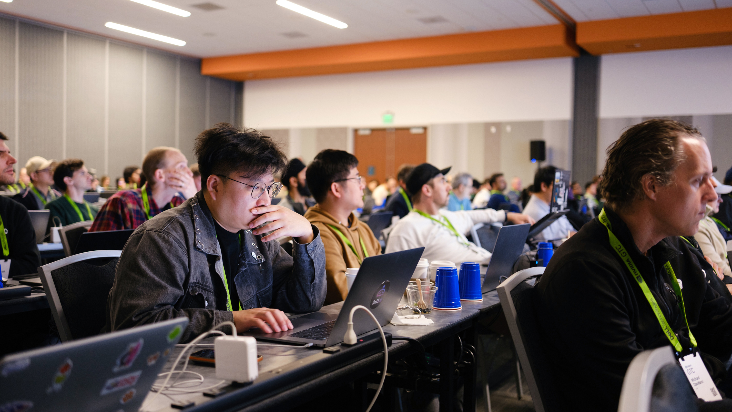 Image of a person taking a hands-on lab at GTC