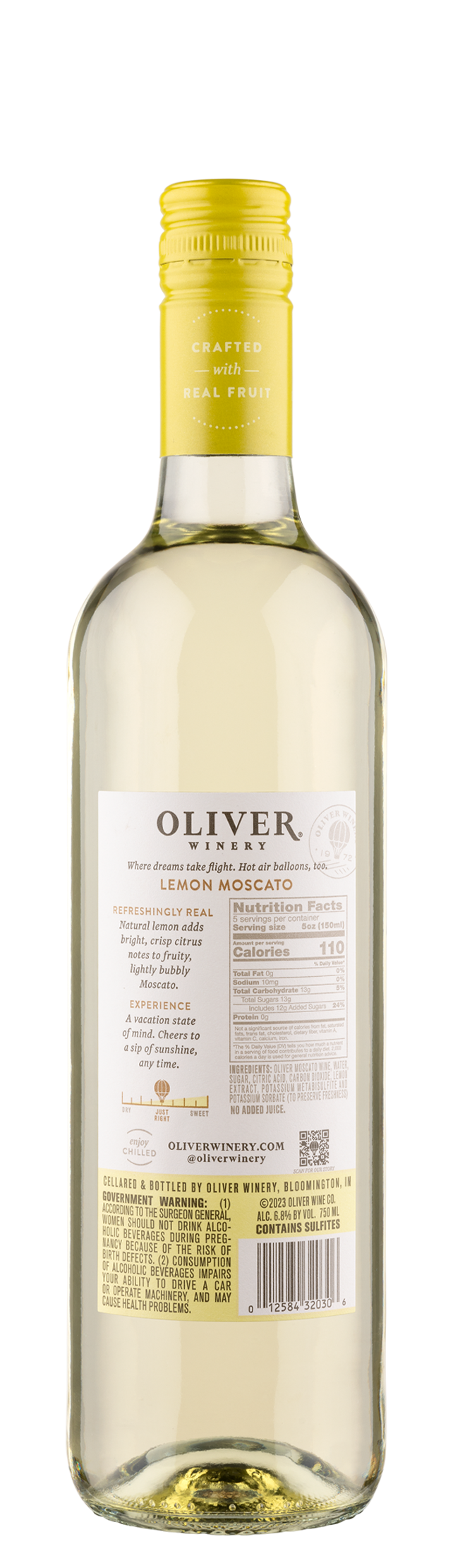 Oliver Winery Vine Series Lemon Moscato Nutrition Information