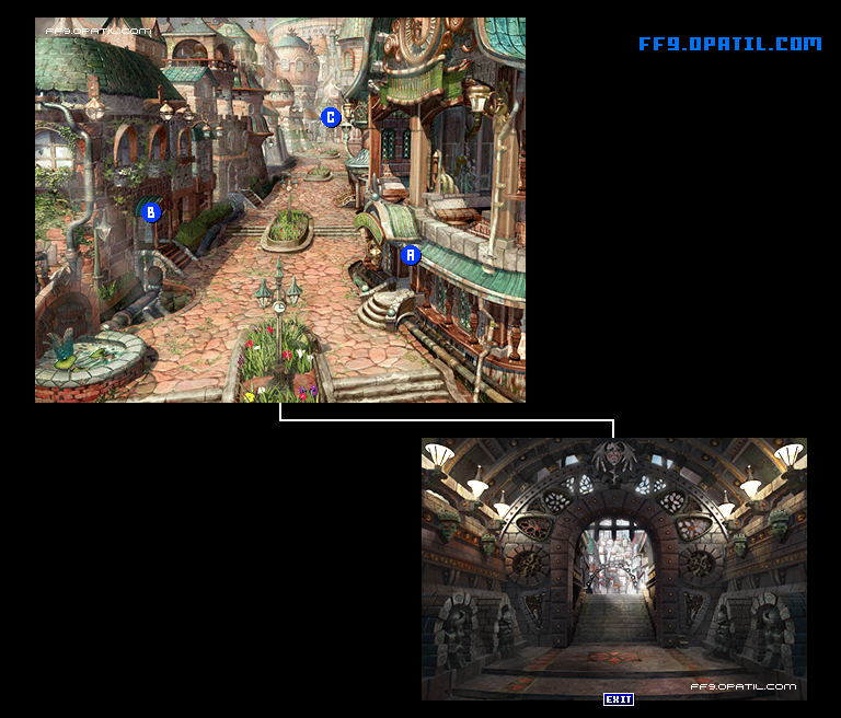 Lindblum Business District Map Image 1 : FF9 - Final Fantasy IX Walkthrough and Strategy Guide