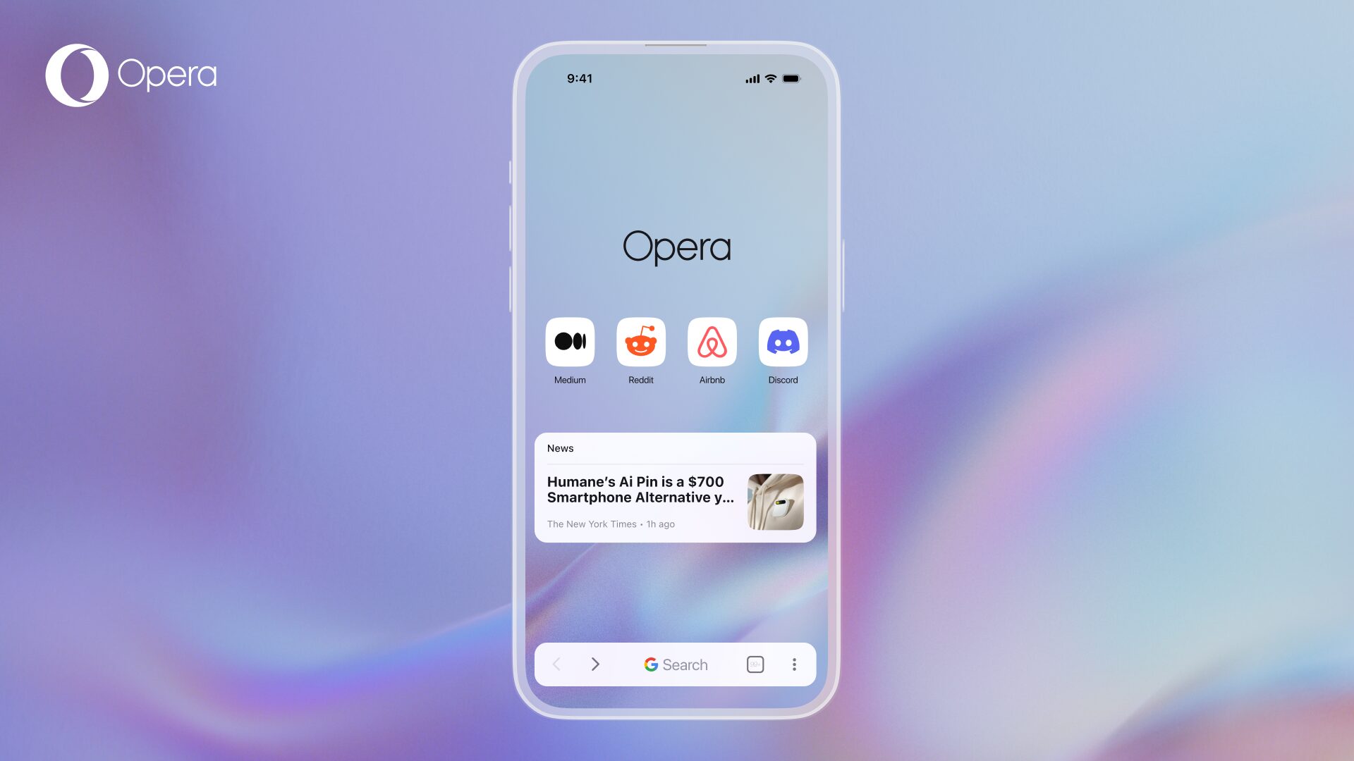 An iPhone shows the new Opera One for iOS.