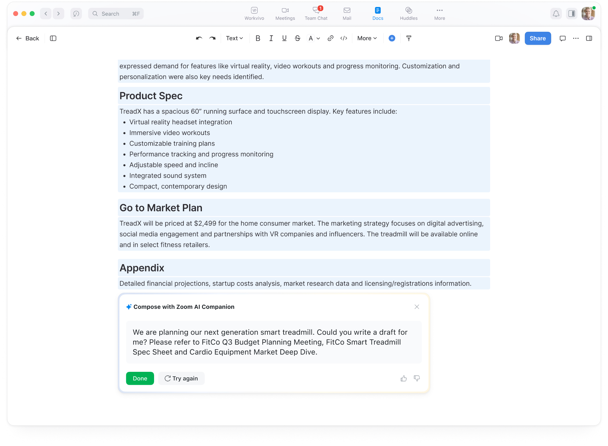 Zoom Docs AI companion