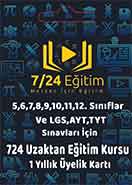 7/24 Uzaktan Eğitim Kursu 1 Yıllık Hediye Kartı