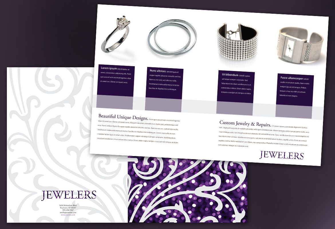 Jewelry and Retail Store Half Fold Brochure Design Layout