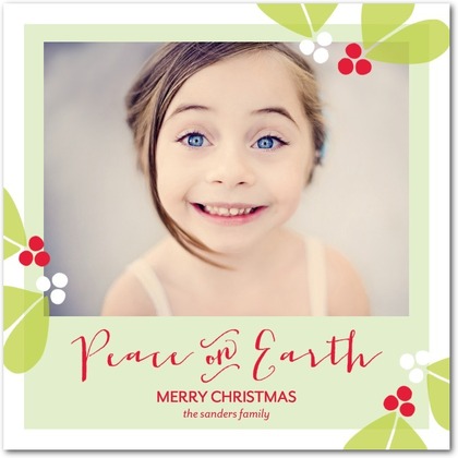 Peaceful Holly Holiday Photo Cards