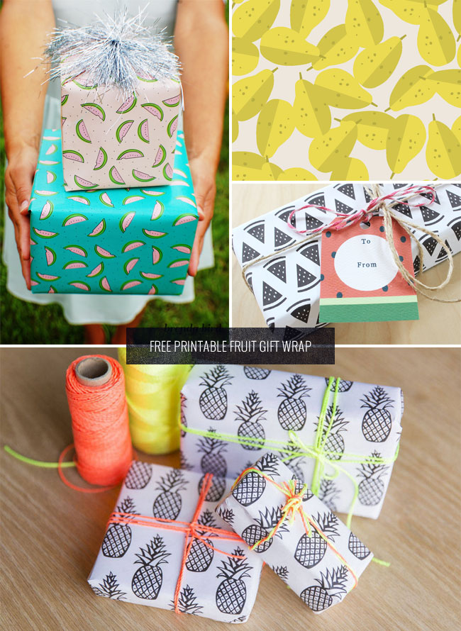 Free Printable Fruit Gift Wrap as seen on papercrave.com